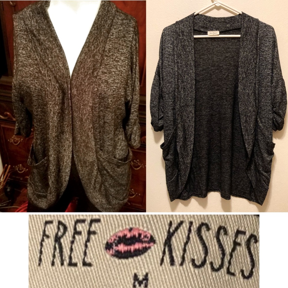 GUC Free Kisses Heather Black Wrap Cardigan Jumper